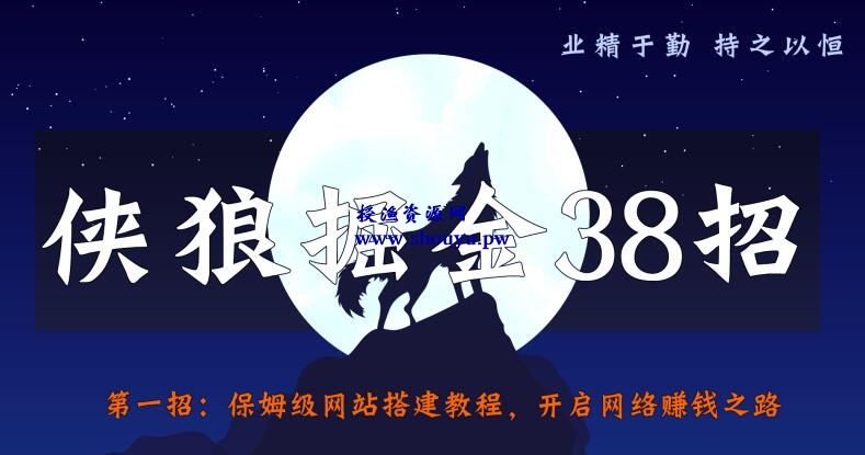 侠狼掘金38招第1招保姆级网站搭建教程，开启网络赚钱之路【视频课程】