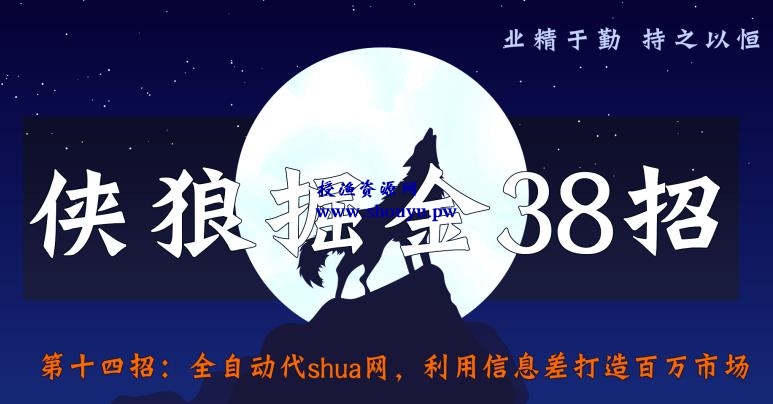 侠狼掘金38招第14招全自动代刷网，利用信息差打造百万市场【视频课程】