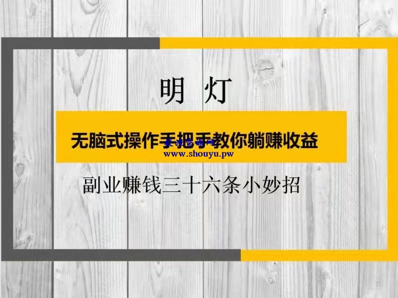 明灯副业三十六条小妙招之无脑式操作手把手教你躺赚收益