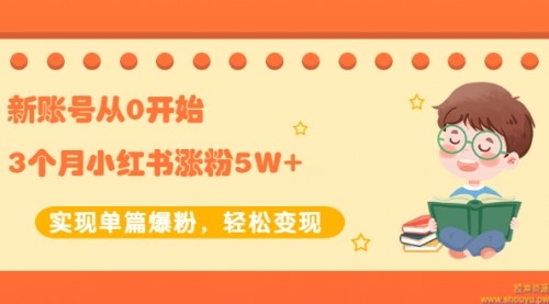 新账号从0开始3个月小红书涨粉5W+实现单篇爆粉，轻松变现（干货）【限时免费】