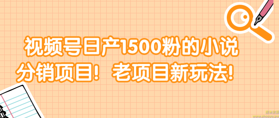 视频号日产1500粉的小说分销项目！老项目新玩法！ 【视频教程】